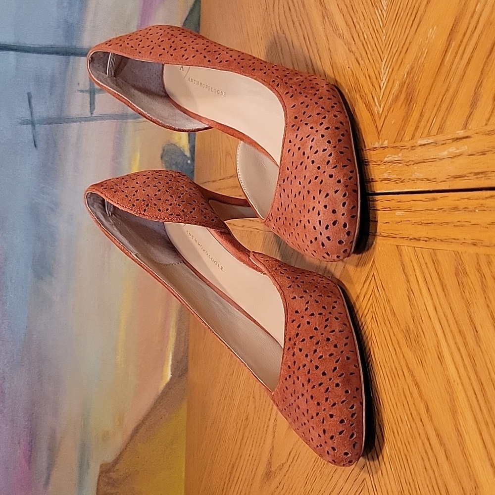 Anthropologie Suede Laser Cut D'orsay Pump